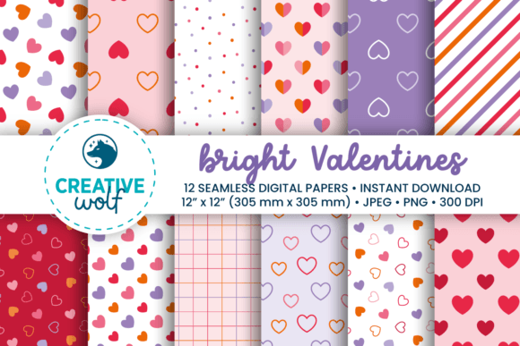 Bright Valentines Seamless Patterns Set