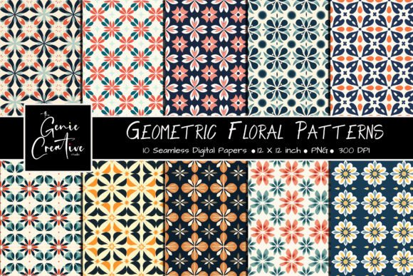 Geometric Floral Seamless Patterns Set: A Creative Resource for Designers and Makers