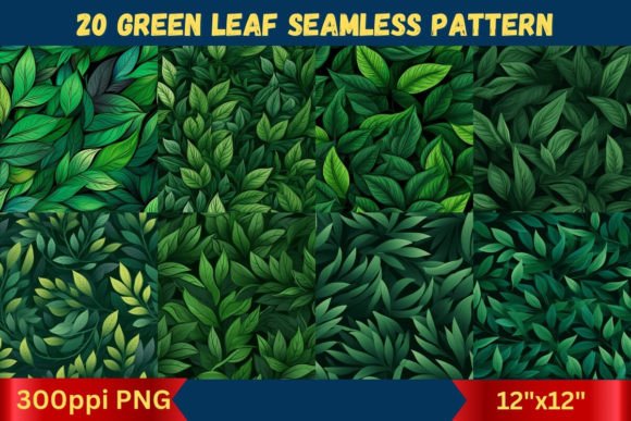 Green Leaf Seamless Patterns