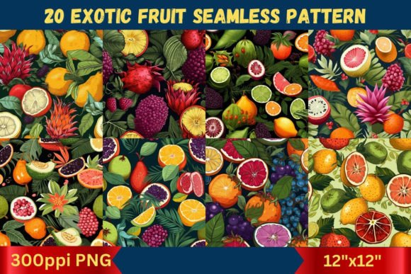 Immerse Yourself in a Tropical Paradise with Exotic Fruits Seamless Patterns