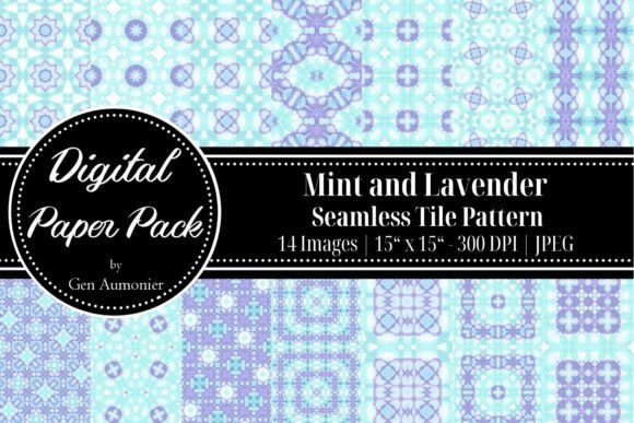Mint and Lavender Seamless Tile Patterns