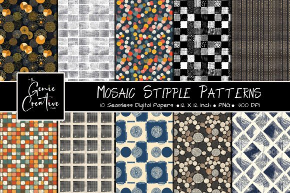 Mosaic Stipple Seamless Patterns Set