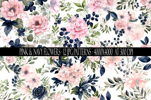 Pink and Navy Flower Patterns
