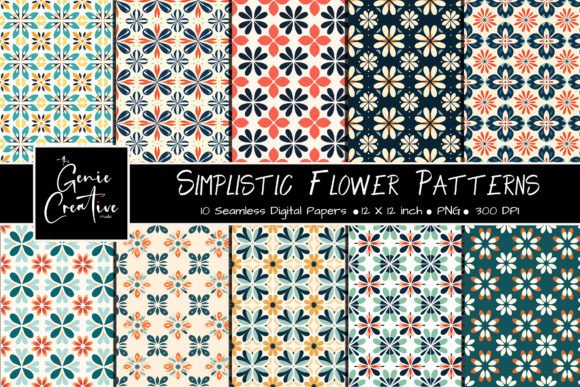 Simplistic Flower Seamless Patterns Set: A Versatile Tool for Creative Projects