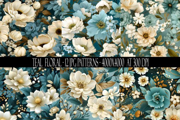 Teal Floral Seamless Patterns: A Versatile Design Resource for Creatives