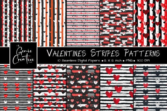 Valentines Stripes Seamless Patterns Set